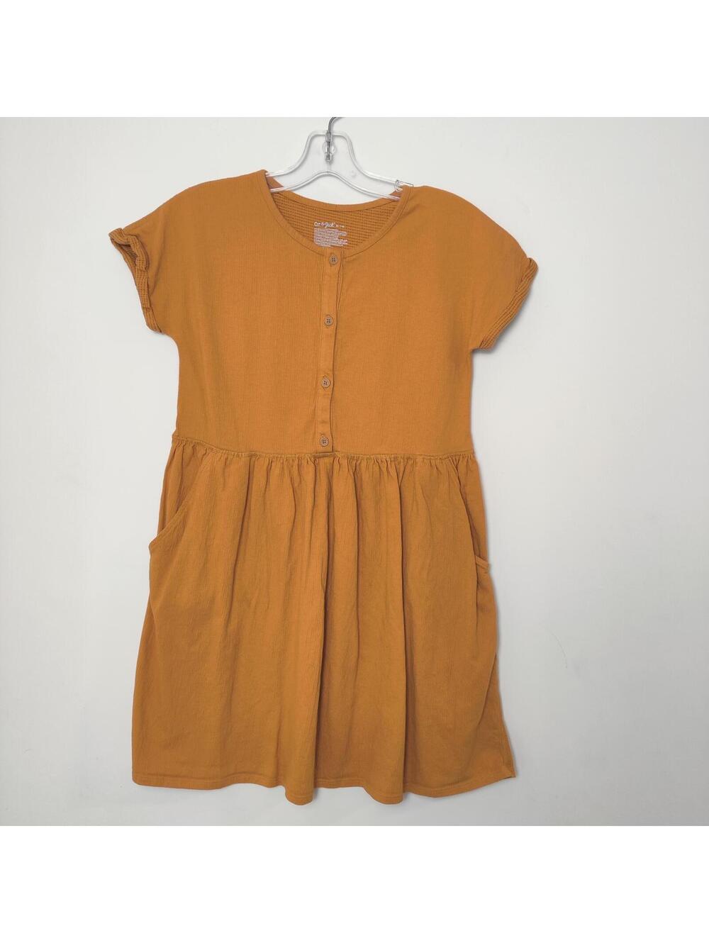 Cat & Jack Girls Mustard Orange Button Front Dress Size XL 14